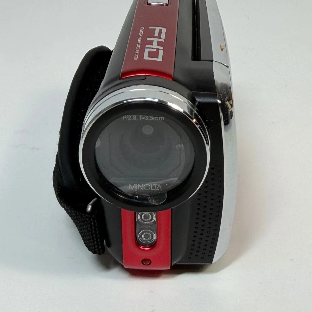 Minolta MN50HD Red 1080p FHD Digital Camcorder 20.0MP Video Camera Bundle